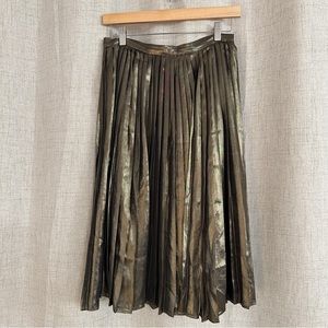 Metallic Pleated AnnTaylor High Waisted Skirt